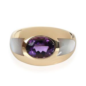 Mauboussin Ring with Amethyst & Mother Of Pearl in 18k Yellow Gold